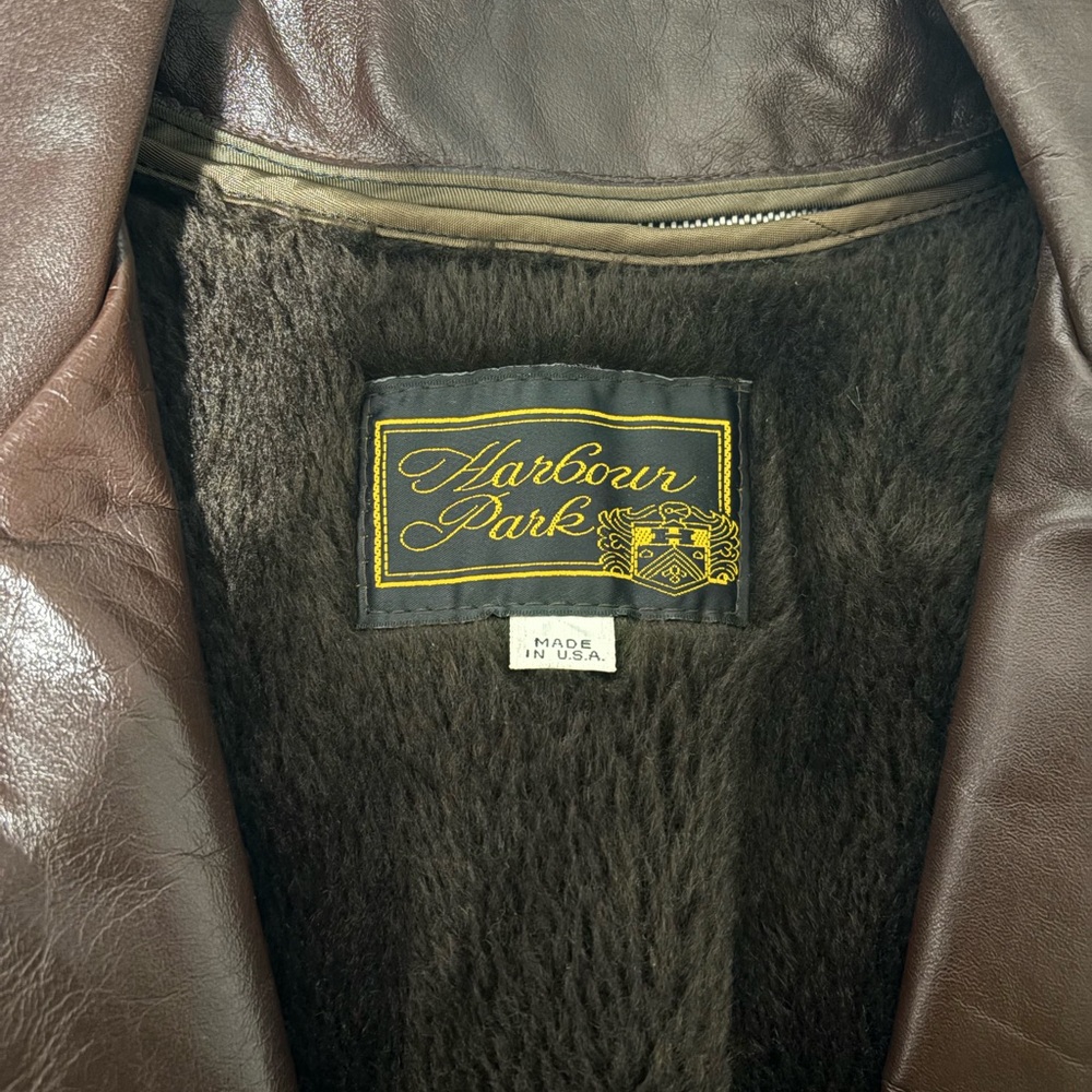 Vintage Harbour Park Brown genuine Leather jacket Size 42